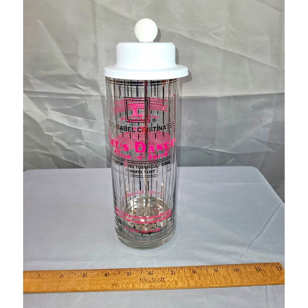 Vintage Isabel Cristina Barber Disinfectant Jar Salon Hair Tool I Have 2